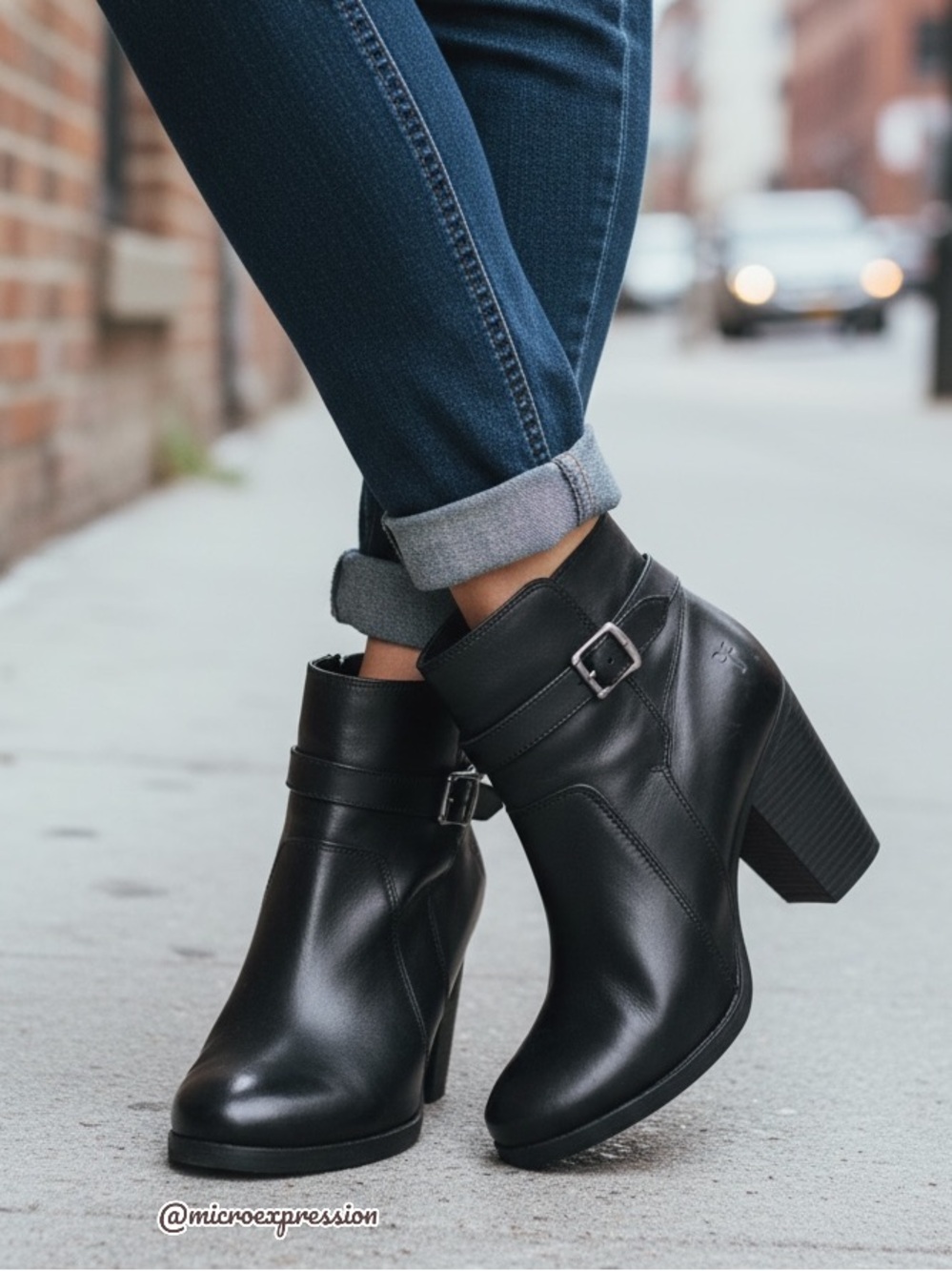 Frye Pattie Black Leather Belt Riding Ankle Bootie